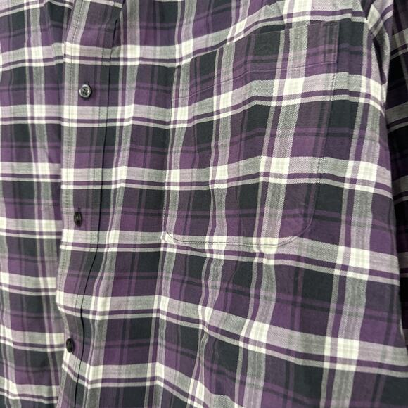 St Johns Bay Iron Free Mens 2XL XXL Button Down Long Sleeve Plaid Purple - Picture 2 of 7